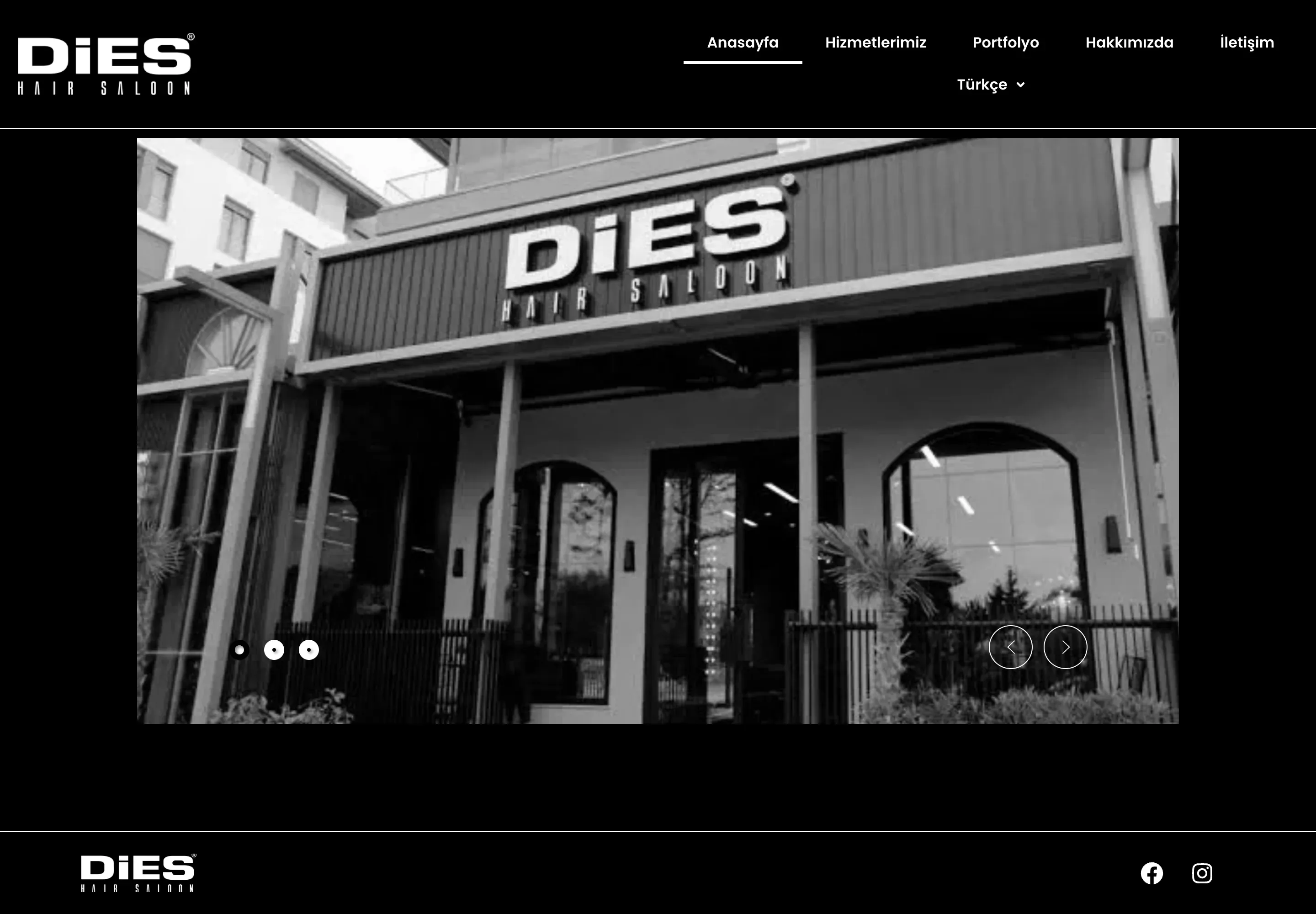 الموقع الإلكتروني لـ DIES Hair Saloon، لقطة شاشة 1/1